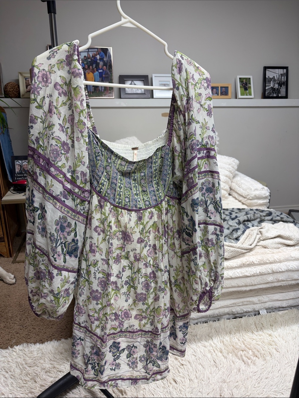 Free people Womens Floral Peasant dress - Purple/Green